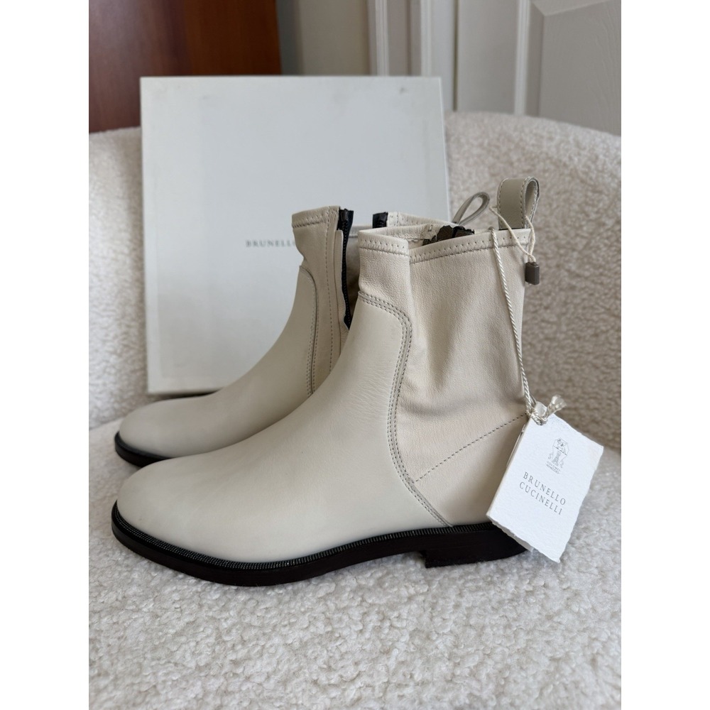 NWT Brunello Cucinelli - Women's Ankle‎ Boots Ecru Size 37
